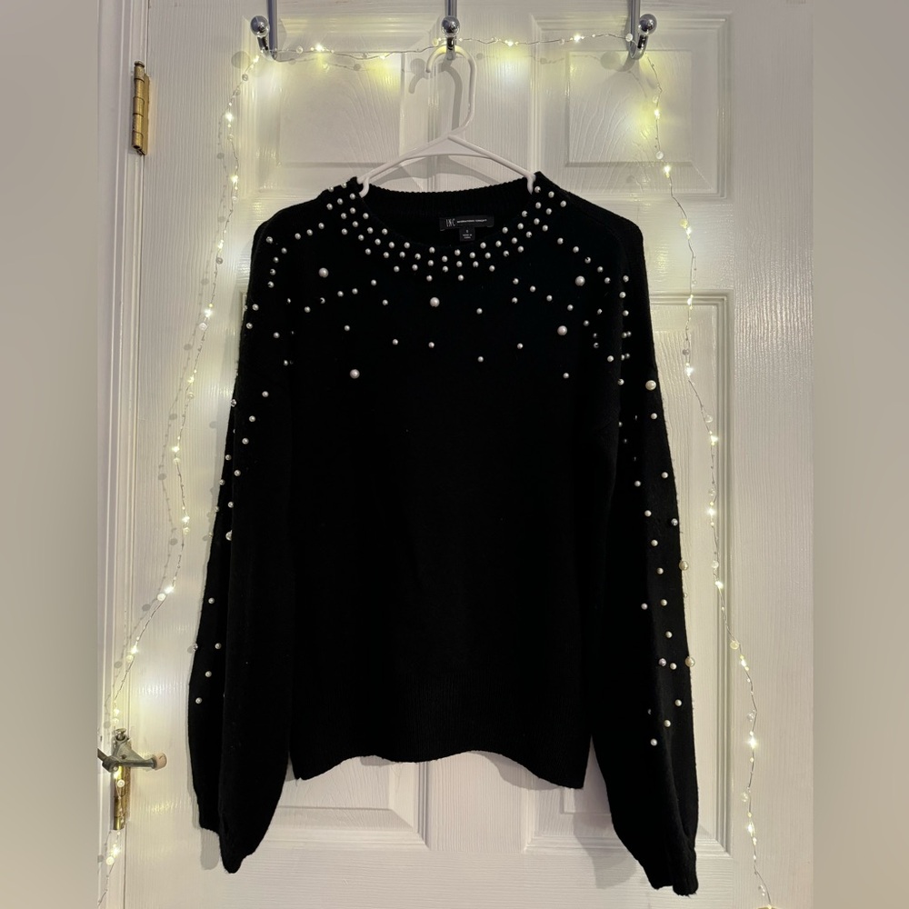 Black Sweater with Pearls